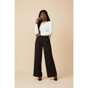 New Halara Flex High Waisted Wide Leg Crepe Work Pants Black Size Small Tall